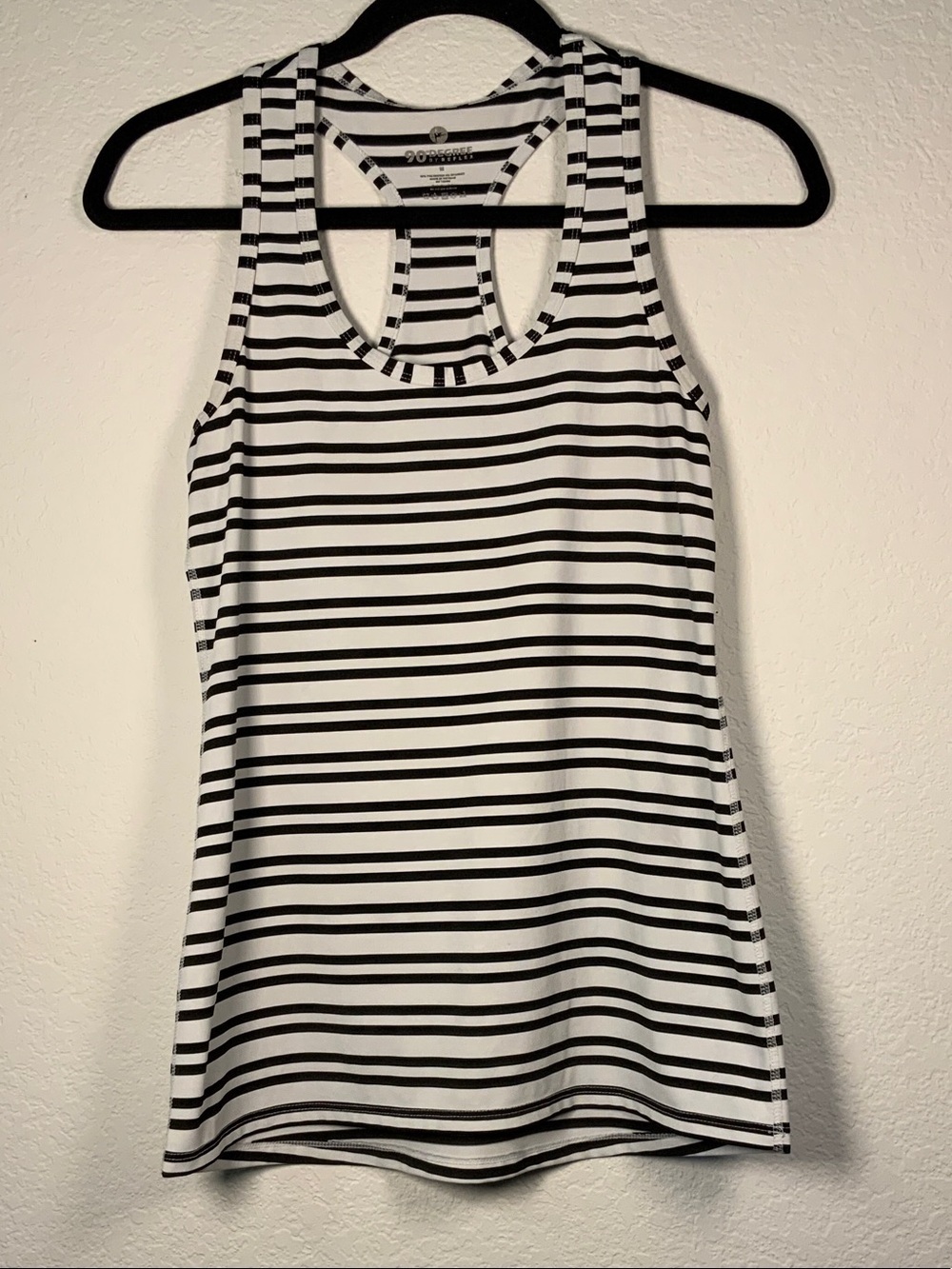 90 Degree By Reflex Black and White Striped Racerback Tank
